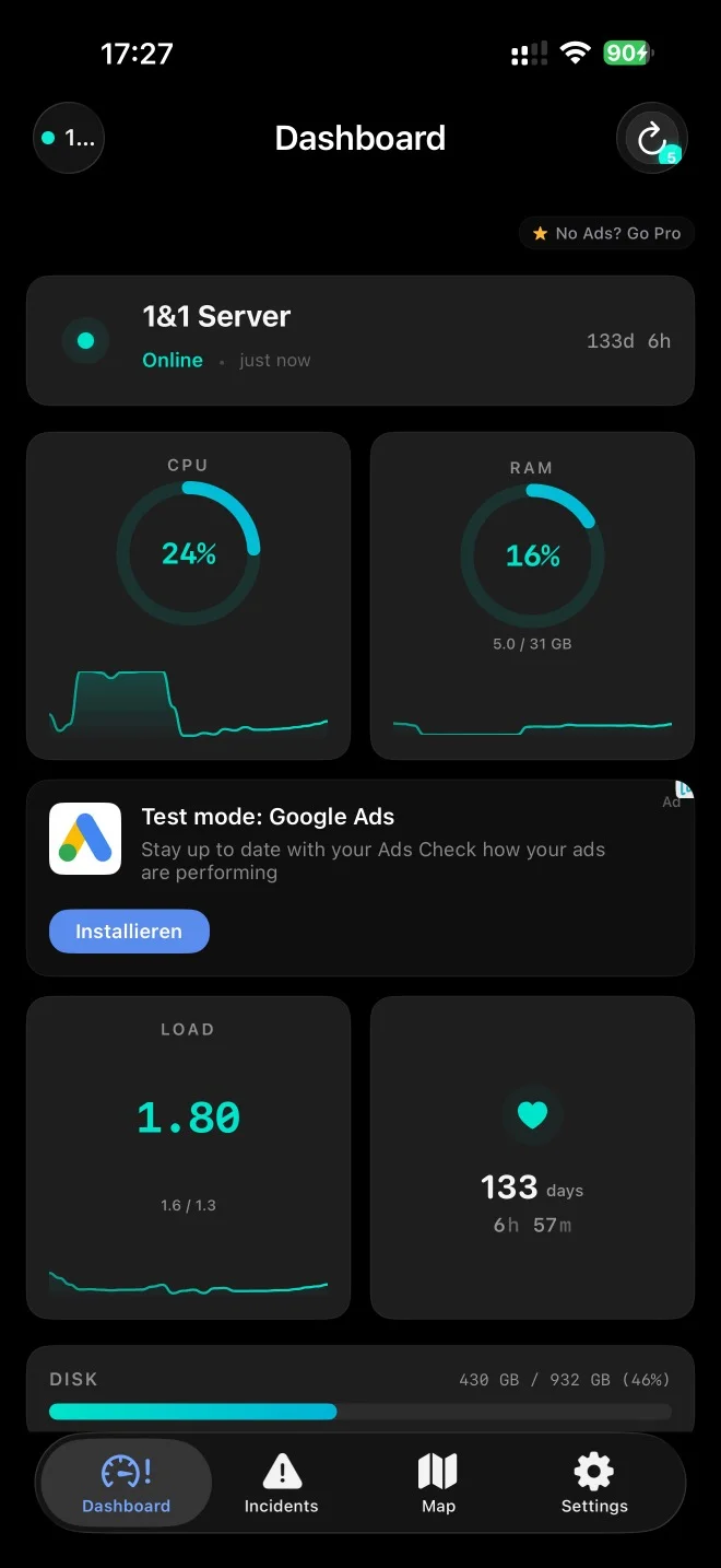 ServerWatch iOS Dashboard